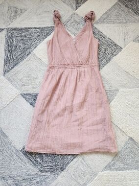 Banana Republic Dusty Rose Knot-Shoulder V-Neck Dress